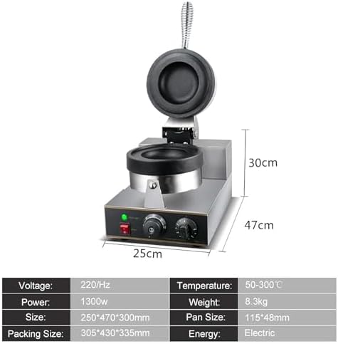 Round Hamburger Cooking Machine, Waffle Maker, Adjustable Temperature 50-300 ℃, Ideal for Home and Commercial Use