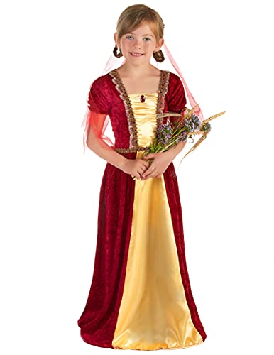 Disfraz de princesa medieval rojo niña - M 7-9 años (120-130 cm)