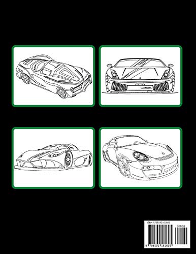 Supercar Coloring Book: Relaxation Luxury Hypercars Designs Pages for Kids, Adults, Boys and Car Lov