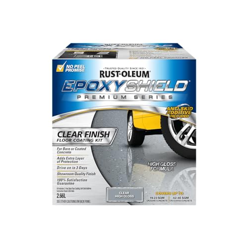 Rust-Oleum EpoxyShield Premium Epoxy Floor Coating Kit, 3.55 Litre, Clear – Durable Garage Floor Finish, High-Gloss Protective Coating