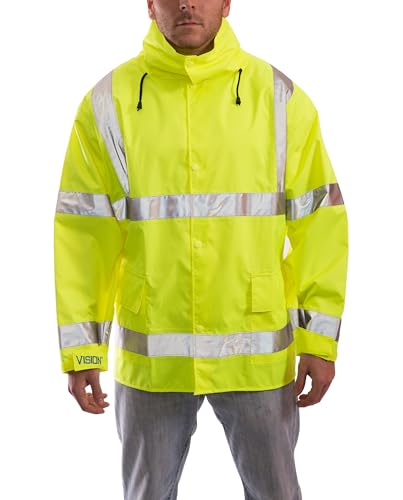 Image of Tingley Rubber J23122 Vision CL3 Breathable Jacket with Hood, 3X-Large, Lime Green