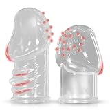 AMZII 2er Penishülle Penismanschetten Eichel Hülle,Eichelring Penis Sleeve Vorhaut Rückhaltung Penisring,Penis Hülle Penis Ring Cockringe Extrem Silikon Penisringe für Intensive Stimulation (A)