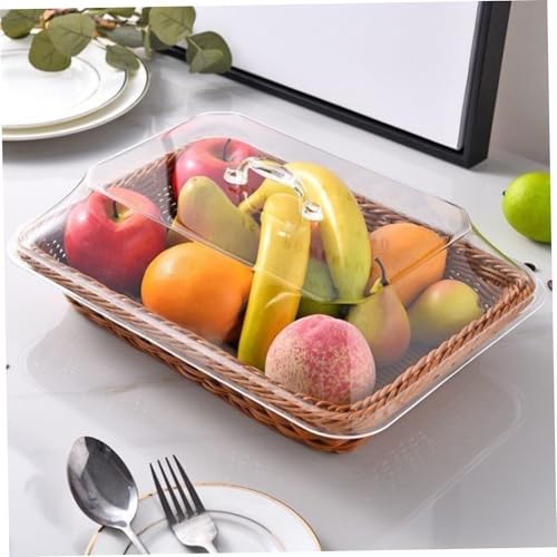Cesta de mimbre sintético con tapa rectangular de 35x25 cm para pan 5