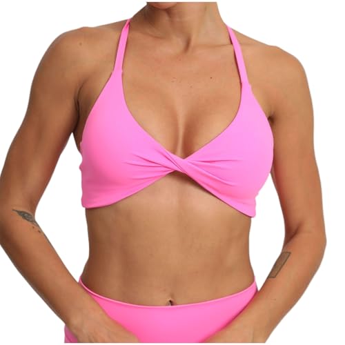 Soutien-gorge de sport croisé pour femme avec col en V profond et rembourré