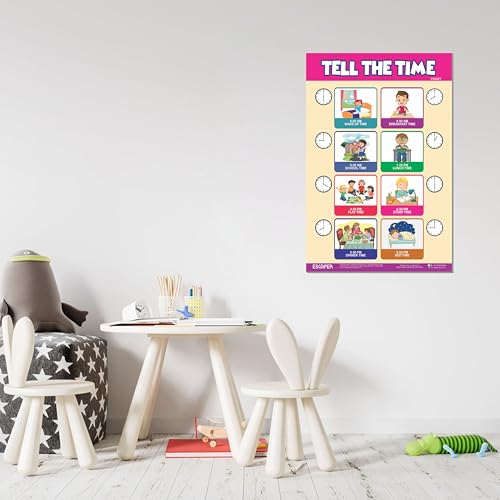 Image of ESCAPER Tell The Time Educational Charts for Kids Learning (11.5 x 17.5 inches), Study Material, Learning Books, Educational Posters