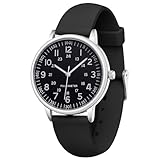 IBSO Women Watch for Nurse Easy to Read Dial Wristwatches Silicone Band Watches Second Hand and 24 Hour Nurse Watches (0077 BK BK)