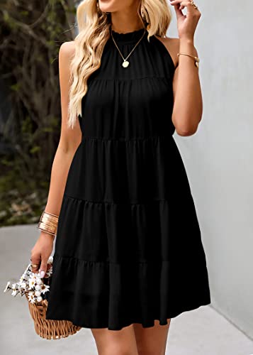 Image of KIRUNDO Summer Sundresses for Women Halter Dress Babydoll