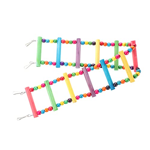 COLLBATH Bird Ladder for Parakeets 12-Step Wooden Climbing Ladder Swing Bridge Colorful Random for Parrots