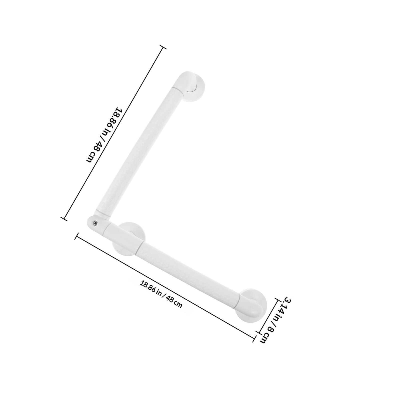 Ciieeo Barra de Apoyo de Baño Plegable Antideslizante 48x48 Cm, Pasamanos de Acero Inoxidable Blanco para Ducha y Wc, Accesorio de Seguridad para Personas Mayores y Movilidad Reducida