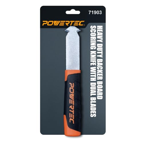 POWERTEC Heavy Duty Backer Board Scoring Knife, Ergonomic Grip, Dual Tungsten Carbide Blades for...