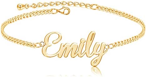 Shinelady Name Ankle Bracelets for Women, Personalized Anklet Made with Name 18K Gold Plated Custom Anklet Jewelry Gift for Girls