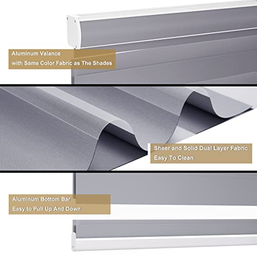 Image of Changshade Custom Size Zebra Blinds Cordless Indoor Window Shades Privacy Dual Layer for Living Room, Bedroom, Bathroom, Kitchen, Nursery, Inside Outside Mount Easy Install, Blackout, Dark Grey