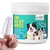 SmileDenX Dog Ear Cleaner Wipes, Dog Ear Infection Treatment, Hypoallergenic Ear Wipes Finger for Dogs & Cats, Gently Relief Ear Itching, Inflammation, Remove Wax, Dirt & Stop Smelly, 50 Count