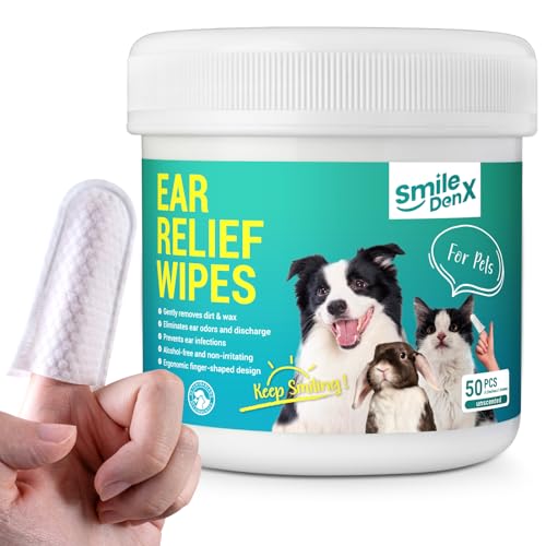 SmileDenX Dog Ear Cleaner Wipes, Dog Ear Infection Treatment, Hypoallergenic