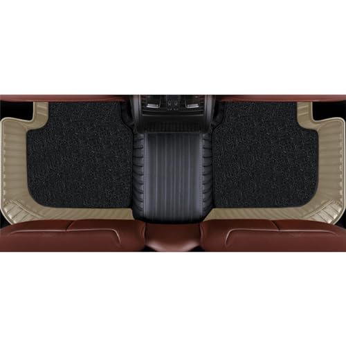 Image of Autofurnish Combination 9D Car Mat Full Set for KIA Seltos (Manual 2026 || Luxury Leather Dual-Stitch Full Set 9D Car Floor Mat || 100% Waterproof || Color : Black HC-Beige