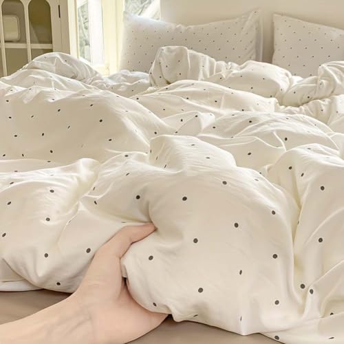 Image of Nayoroom Polka Dot Duvet Cover Queen Girls Black and White Bedding Set