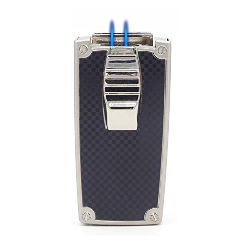 CiTree Cigar Lighter, 2 Jet Flame Butane Torch Lighter with Cigar Punch (Black)