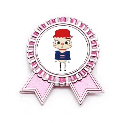 Broche drapeau de Bangkok Thaïlande en métal rose finition soignée M