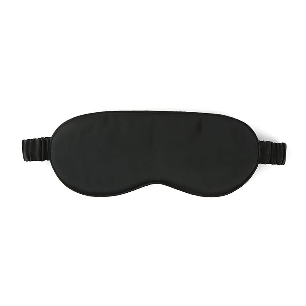 Smilee Mulberry Silk Sleep Eye Mask with Elastic Strap Headband, Comfortable and Super Soft Eye Cover Blindfold for Men, Women and Kids for Night Sleep, Travel, Nap (Black)