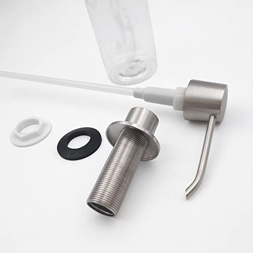 Eadot Long Nozzle Built In Soap Dispenser For Kitchen Sink With 17 Oz Pet Bottle Refill From The Top, Countertop Brass Pump Head, Fits 1″ To 1.8″ Inch Hole, In Sink Soap Dispenser (Brushed Nickel) #TOP4