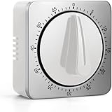 Temporizador de cocina, temporizador de huevos, mecánico, sin pilas, despertador de cocina, 100% mecánico, con carcasa de acero inoxidable, reloj de cocina, cronómetro, recordatorio de cuenta