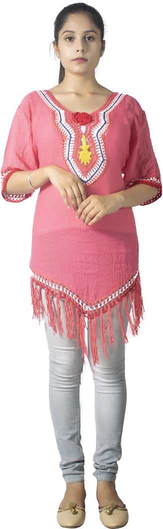 PIPASAYAIYAI Women's Casual Wear Imported Thailand Printed Rayon Cotton Shirt Collar Neck Long Top/Short Kurti/Tunic/Plain Loose Fit Top/Top for Girls