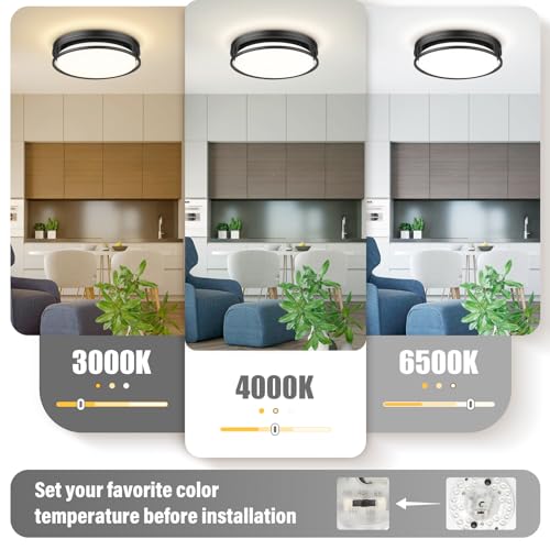 Darkaway Large LED Flush Mount Ceiling Light, 15inch Modern Dimmable Ceiling Lamp 5CCT Dimmable Black Ceiling Light Fixture for Bedroom Kitchen Hallway Entryway by Darkaway - Image 3