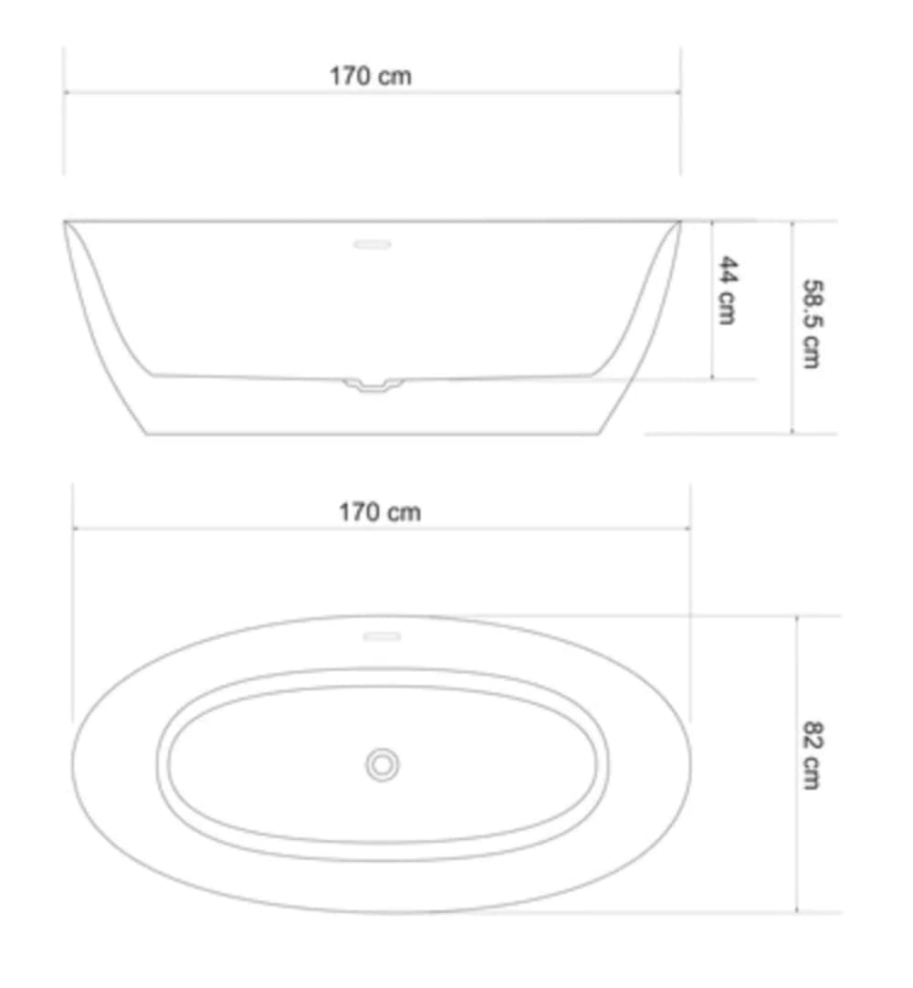 Sanotechnik Bañera Independiente Miami 170 x 82 x 58,5