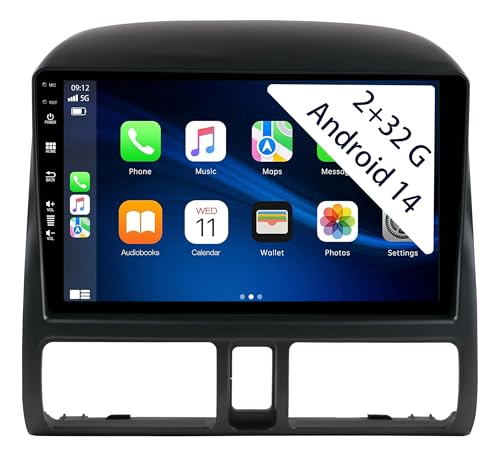 【2+32GB】 Autorradio Android 15 de 9 Pulgadas para Honda CRV 2001-2006 Carplay Radio Car Play inalámbrico GPS Auto Navi Pantalla Bluetooth Navegación Reproductor Estéreo Pantalla táctil