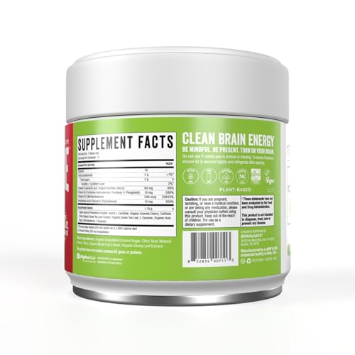 Image of BrainJuice Nootropics Brain Support Supplement, Gluten Free Powder for Energy and Focus, Drink Mix with L Theanine, Alpha GPC, Vitamin B, Organic Green Tea Extract (Pomegranate)
