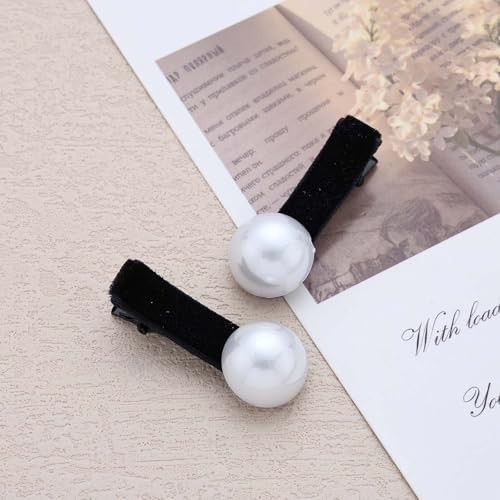 Pinza vintage de perlas en terciopelo negro para cabello miniatura 6