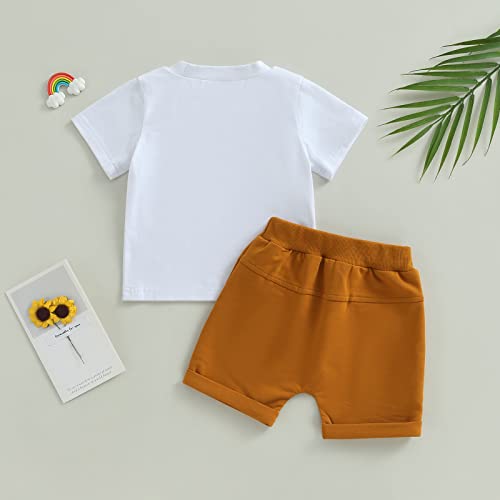 FYBITBO Toddler Baby Boy Summer Clothes Funny Letter Short Sleeve Tops T-shirt and Shorts 2 Piece Summer Outfits Set4