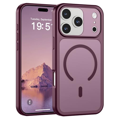 Image of SUPFINE Magnetic for iPhone 17 Pro Case Wine Red | (Compatible with MagSafe)(Military Grade Drop Protection)(Camera Protection)Translucent Matte Phone Cover