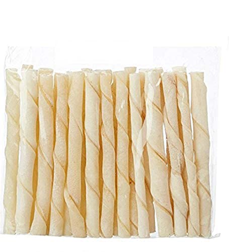 Image of Twisted Rawhide Chew Sticks for Dogs, 200g | Long Lasting Natural Dog Chew Treats | Calcium Rich Rawhide Sticks for Puppies & Adult Dogs | Supports Dental Care & Healthy Teeth