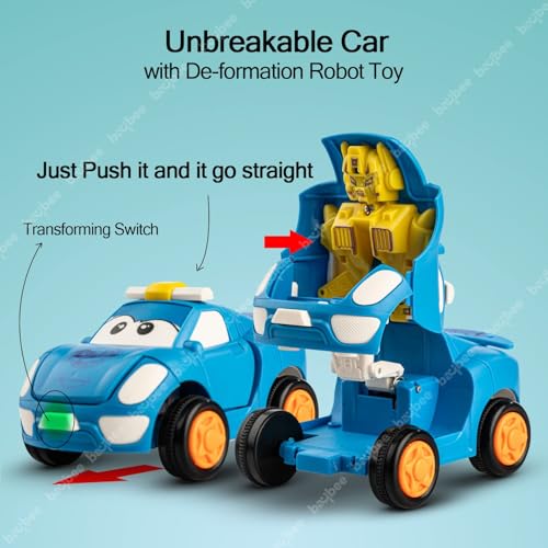 Image of BAYBEE 2 in 1 Robot Car Toy for Kids with 360 Rotation, Friction Powered Car Toys Vehicle Playset for Kids, Push & Go Toys | Racing Cars Toy for Kid (Pack 2)