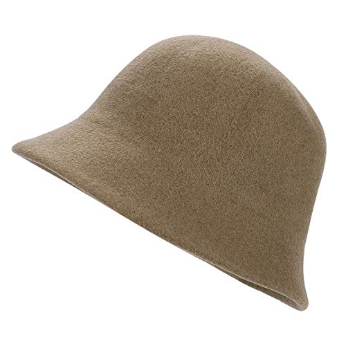 Women Cloche Bucket Hat Vintage Faux Wool Felt Hat Winter Warm Church Bowler Hat Ladies Fedora Hat Fall Bell Round Cap Brown #TOP2