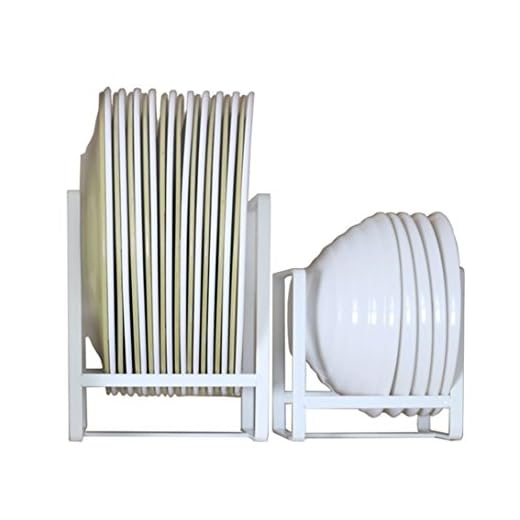 Plate Holders Organizer Upright Metal Dish Storage Dying Rack for Kitchen Counter Cabinet Cupboard Camper - White