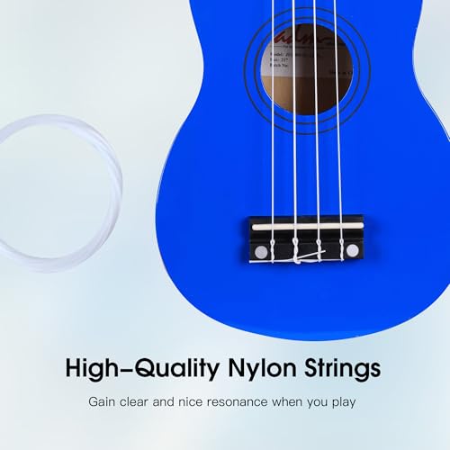 Image of ADM Ukulele for Beginners Hawaiian Wood Ukelele Kit for Kids Adult Student Starter Professional Ukalelee Pack Bundle with Free Lessons Gig Bag Strap Nylon String Tuner (Navy, 21 Inch)