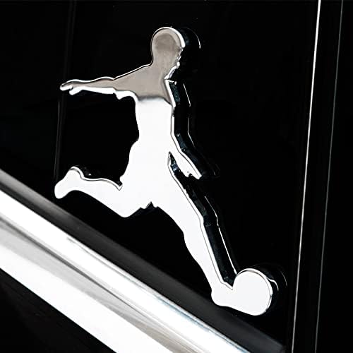 Noizzy Soccer Player Car Emblem - Football Fans Shooting Symbol Auto Badge - 3D Metal Sports Styling for Vehicle, Truck, Van - Black Chrome Decor Accessories 3.15"×3" (Chrome)
