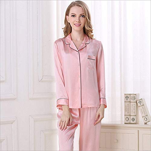 Seres Women's Silk Sleepwear Nightdress Pajamas,Long-Sleeve Blouse & Long Pants,9+ Colors,100% Silk(Main),真丝睡衣3