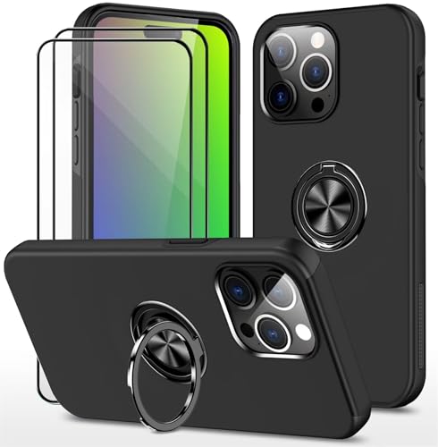 Dechyi hülle für iPhone 15 Pro Max (6.7") und 2 Stück gehärtetem Glas Displayschutzfolie Handyhülle mit Ringhalterung st...