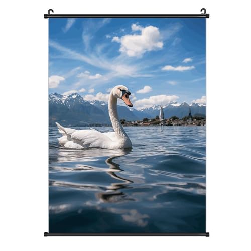 Poster sur toile Cygne dans le lac de qualité supérieure pour une decoration soignée