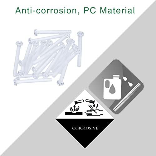 Pzsmocn 100 Pieces/50 Sets M3*20 mm PC Transparent Plastic Cross-recessed Round Head Screws and Hexagonal Nuts Kit - Image 4