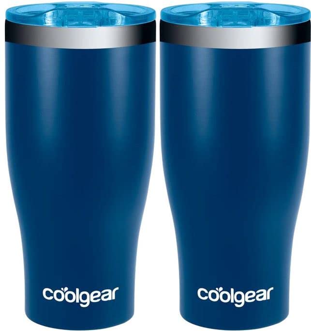 COOL GEAR2-Pack 20 Ounce Curve Tumbler | Stainless Steel Double Wall Vacuum Sealed Water Bottle with Slider Lid