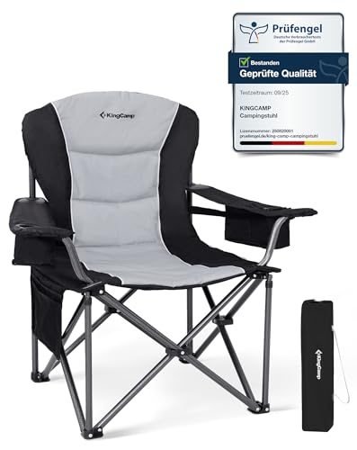 KingCamp XXL Campingstuhl Faltbar bis 205 kg, Übergroßer Camping Stuhl...