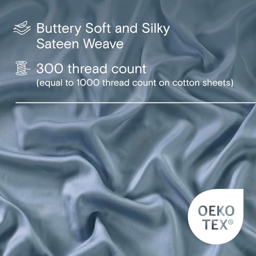 Sijo AiryWeight Tencel Sheet Set, 100% Lyocell Derived from Eucalyptus, Buttery Soft, Architectural Digest 2022 Best Cooling Sheets Winner - 3pc - 2 Pillowcases 1 Fitted (Sky, King)