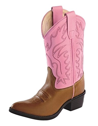 Girls Leather Cowboy Boots in Pink & Brown 11 M US Little Kid