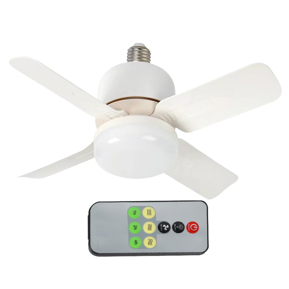 E27 Socket Ceiling Fan Light with Remote Control 14W LED White Ceiling Fan Dimmable Replacement Light Bulb/Ceiling Fan for Bedroom Living Room Kitchen Balcony (B)