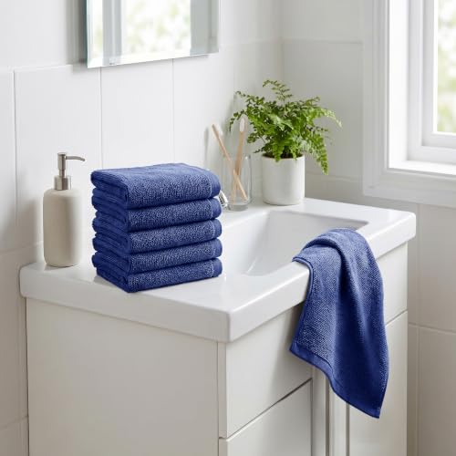 Image of MYTRIDENT Face Towel | Urban Comfort | Quick Drying | Travel Friendly | for Men /Women | 6 Pc Face Towel (30 cm x 30 cm) | 100% Cotton 450 GSM - Navy