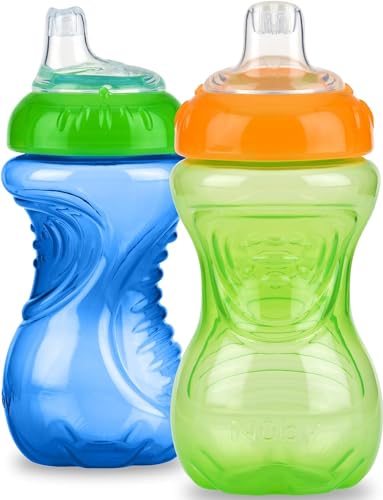 Image of Nuby No Spill Easy Grip Trainer Cup 10 oz (Pack of 2, Blue/Green)